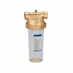 Conteneur pour cartouches filtrantes standard 10" avec verre transparent et corps en laiton |Caleffi 5370 CARACTÉRISTIQUES: M ...