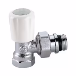 Description: Robinet équerre thermostatisable, pouvant recevoir une tete électrothermique ou thermostatique. Chromé. Pour tub ...
