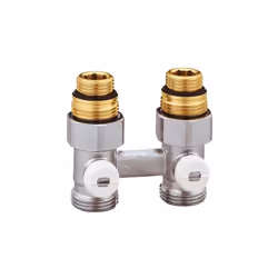 Vanne Thermador en H double bitube équerre avec mamelon 3/4" M - 1/2" M Optimisez l'installation de vos radiateurs avec la va ...