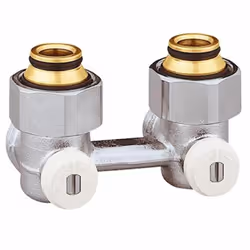 Vanne en H équerre double bitube MM 3/4 - 3/4 pour radiateur M 3/4 Eurocône