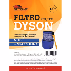 Elettrocasa DN 2, Aspirateur portatif, Filtre et brosse, Bleu, Jaune, Dyson, V10