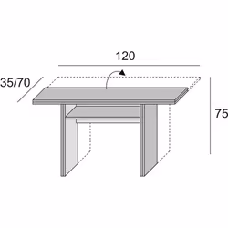 Terraneo EL530 table de cuisine et de salle à manger Maison Forme rectangulaire Table extensible 2 pieds