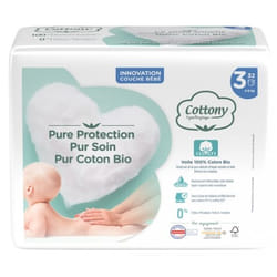 Cottony Couches avec du Coton Bio 32 Couches Taille 3 (4-9 kg)