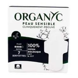 Organyc 7 Serviettes Hygiéniques Nuit Flux Extra Bio