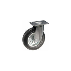 Roue de fourche avec plaque rotative en acier galvanisé et anneau en caoutchouc Ø100 mm.