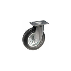 Roue de fourche avec plaque rotative en acier galvanisé et anneau en caoutchouc Ø140 mm.