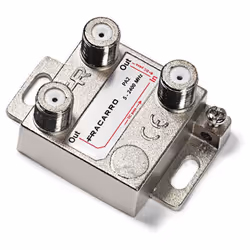 Derivatore verticale a 1 via con attenuazione 18dB e connettore F in banda TV e Satellite (5-2400MHz). Shunt vertical unidire ...