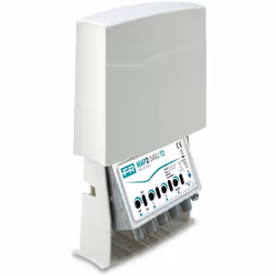 Amplificatore con 2 ingressi (III+DAB, UHF) da palo con guadagno 28dB e livello di uscita fino a 116dBμV in banda UHF, amplif ...