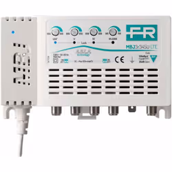 Centralino con 2 ingressi (III+DAB, UHF) da interno autoalimentato con guadagno 35dB e livello di uscita fino a 120dBμV in ba ...