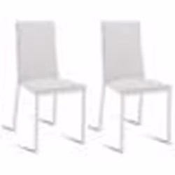 Chaise - DOMINO - Lot de 2 - Métal et Simili - Blanc