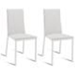 Chaise - DOMINO - Lot de 2 - Métal et Simili - Blanc