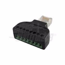 Genre : Bouchon Couleur : Noir De : Fiche RJ45 A : Bornier à vis 8 pôles Caractéristiques mécaniques Matériau Corps : PVC Mat ...