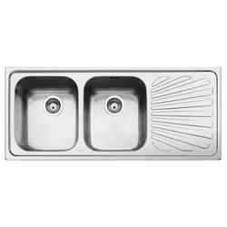 Smeg SP116D, Evier encastré, Rectangulaire, Acier inoxydable, Acier inoxydable, 2 bols, Rectangulaire
