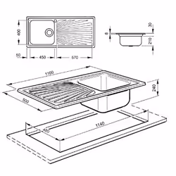 Smeg SGE116.1S évier Acier inoxydable