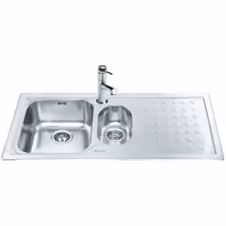 Smeg LV100D-3, Acier inoxydable, 2 bols, 340 x 400 mm, 21 cm, 165 x 300 mm, 8,89 cm (3.5")