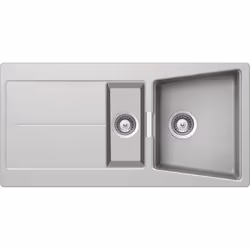 Smeg LC102AL, Evier à poser, Rectangulaire, Cristadur, Aluminium, 2 bols, En forme de trapèze