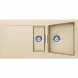 Smeg LC102P, Evier à poser, Rectangulaire, Cristadur, Crème, 2 bols, En forme de trapèze