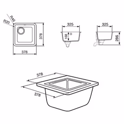 Smeg VST38T évier Evier encastré Carré Cristalite