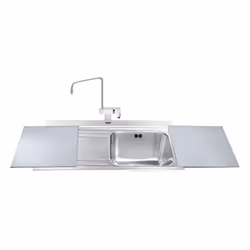 Evier encastrable 1 cuve et égouttoir à gauche avec planches à découper en verre - Smeg LI91SGS L'évier Smeg LI91SGS 1 bac et ...