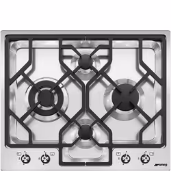 Smeg Classic PGF64-4, Acier inoxydable, Intégré, 62 cm, Gaz, Acier inoxydable, 4 zone(s)