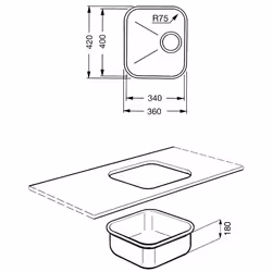 Smeg UM34RA évier Evier encastré Rectangulaire Acier inoxydable