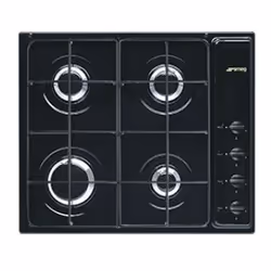 Smeg S64SN, Noir, Intégré, Gaz, Acier inoxydable, 4 zone(s), 4 zone(s)