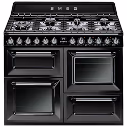 Smeg TR4110BL1, Cuisinière, Noir, Boutons, Rotatif, Devant, Électronique, Gaz