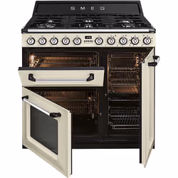 Smeg TR93P, Cuisinière, Crème, Boutons, Devant, Électronique, émail