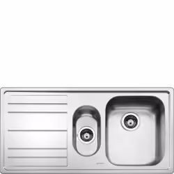 Smeg LE102S-2, Evier à poser, Rectangulaire, Acier inoxydable, 1,5 bols, Ovale, 165 x 300 mm