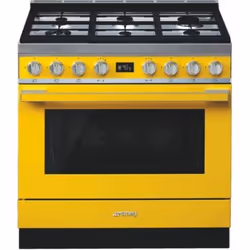 Smeg CPF9GPYW, Cuisinière, Jaune, Rotatif, Devant, Électronique, LCD