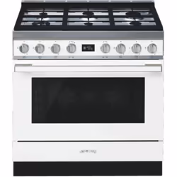 Smeg CPF9GPWH, Cuisinière, Blanc, Rotatif, Devant, Électronique, LCD