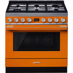 Smeg CPF9GPOR, Cuisinière, Orange, Rotatif, Devant, Électronique, LCD