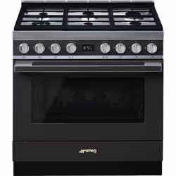 Smeg CPF9GPAN, Cuisinière, Anthracite, Rotatif, Devant, Électronique, LCD
