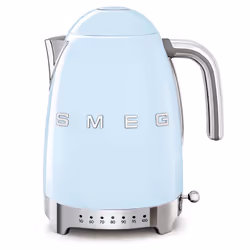 Smeg KLF04PBEU, 1,7 L, 2400 W, Bleu, Plastique, Acier inoxydable, Thermostat réglable, Indicateur de niveau d'eau