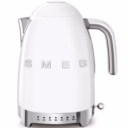 Smeg KLF04WHEU, 1,7 L, 2400 W, Blanc, Plastique, Acier inoxydable, Thermostat réglable, Indicateur de niveau d'eau