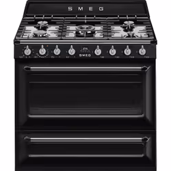 Smeg TR90BL9, Cuisinière, Noir, Boutons, Devant, 1,2 m, Électronique