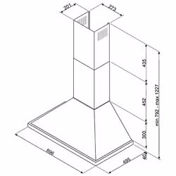 Smeg KPF9OR hotte Monté au mur Rouge 781 m³/h A+