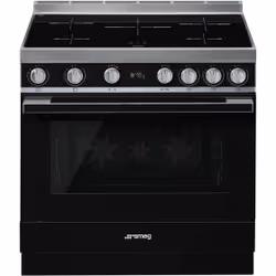Smeg CPF9IPBL, Cuisinière, Noir, Rotatif, Devant, Électronique, LCD