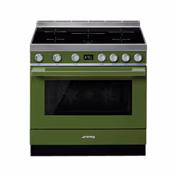 Smeg CPF9IPOG, Cuisinière, Olive, Rotatif, Devant, Électronique, LCD