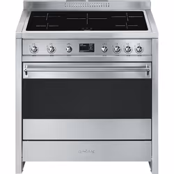 Smeg A1PYID-9, Cuisinière, Acier inoxydable, Rotatif, En haut à droite / gauche, LCD, Bas