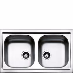 Smeg LYP792, Evier encastré, Rectangulaire, Acier inoxydable, Acier inoxydable, 2 bols, Rectangulaire