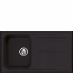 Smeg LZ861A2, Evier encastré, Rectangulaire, Anthracite, 1 bols, Rectangulaire, 330 x 420 mm