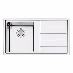 Evier encastré 1 cuve et égouttoir à droite 86x50 cm inox brossé - Smeg LPK861D3 L'évier Smeg LPK861D3 86x50 cm en acier inox ...