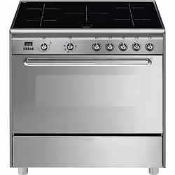 Smeg Master SCD90IMX9-1, Cuisinière, Noir, Acier inoxydable, Rotatif, Acier inoxydable, Acier inoxydable, Front / Top front