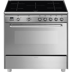 Smeg Master SCD90IMX9-1 four et cuisinière Plaque avec zone à induction Noir, Acier inoxydable A