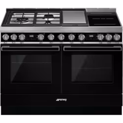 Smeg CPF120IGMPBL, Cuisinière, Noir, Rotatif, Tactile, Devant, Combi, 6 zone(s)