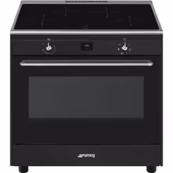 Smeg Concert CG90IANT9, Cuisinière, Noir, Rotatif, Tactile, Acier inoxydable, Plaque avec zone à induction, 4 zone(s)
