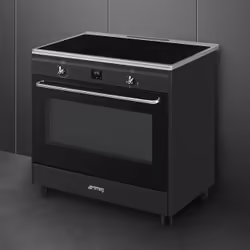 Smeg Concert CG90IANT9 four et cuisinière Plaque avec zone à induction Noir A
