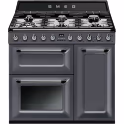 Smeg TR93GR, Cuisinière, Gris, Boutons, Acier inoxydable, Devant, Gaz