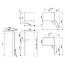 Smeg FAB50RCR5 réfrigérateur-congélateur Pose libre 524 L E Crème - Vue supplémentaire 12